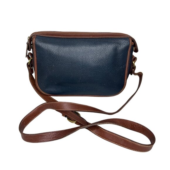 Vintage Coach Brown & Navy Pebbled Leather Crossbody Bag With Zipper Closures & - Picture 1 of 11